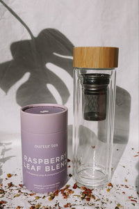 TWO MAMANS INSULATED GLASS INFUSER BOTTLE + TEA PACK