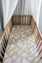 Load image into Gallery viewer, SANDSHELLS MUSLIN FITTED COT SHEET
