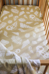 SANDSHELLS MUSLIN FITTED COT SHEET